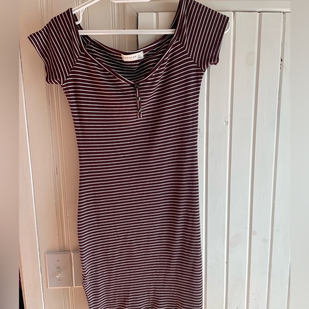 Popular 21 Maroon Striped Top